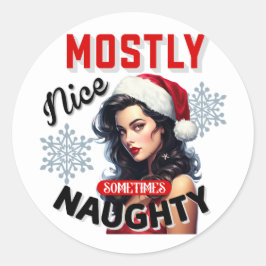 Schattige Soms Ondeugend Retro Kerst Pinup Ronde Sticker