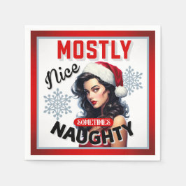 Schattige Soms Ondeugend Retro Kerst Pinup Servet