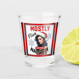 Schattige Soms Ondeugend Retro Kerst Pinup Shot Glas
