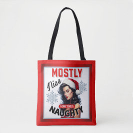 Schattige Soms Ondeugend Retro Kerst Pinup Tote Bag