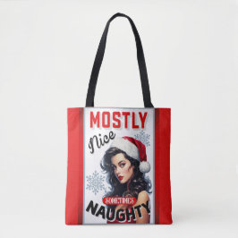 Schattige Soms Ondeugend Retro Kerst Pinup Tote Bag