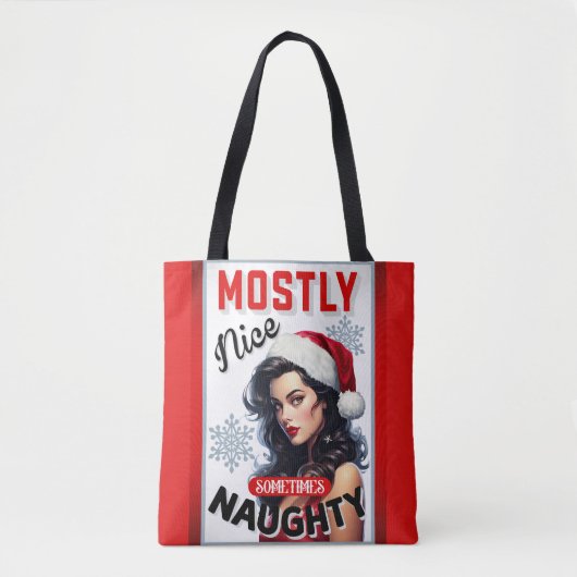 Schattige Soms Ondeugend Retro Kerst Pinup Tote Bag (Voorkant)