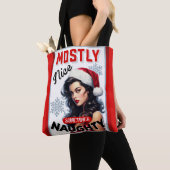 Schattige Soms Ondeugend Retro Kerst Pinup Tote Bag (Dichtbij)