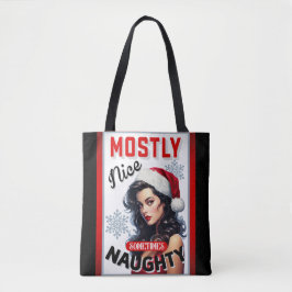 Schattige Soms Ondeugend Retro Kerst Pinup Tote Bag