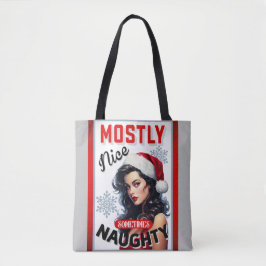 Schattige Soms Ondeugend Retro Kerst Pinup Tote Bag