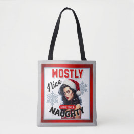 Schattige Soms Ondeugend Retro Kerst Pinup Tote Bag