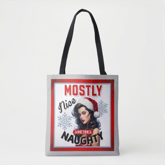 Schattige Soms Ondeugend Retro Kerst Pinup Tote Bag (Voorkant)