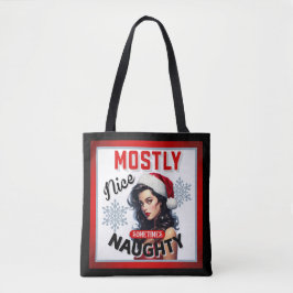 Schattige Soms Ondeugend Retro Kerst Pinup Tote Bag