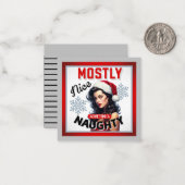 Schattige Soms Stoute Retro Kerst Pinup Notitiekaartje (Voorkant / Achterkant in situ)