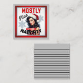 Schattige Soms Stoute Retro Kerst Pinup Notitiekaartje (Voorkant / Achterkant)