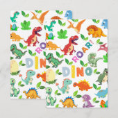 Schattige Soorten Dinosauriërs Naadloos Bedankkaart (Voorkant / Achterkant)