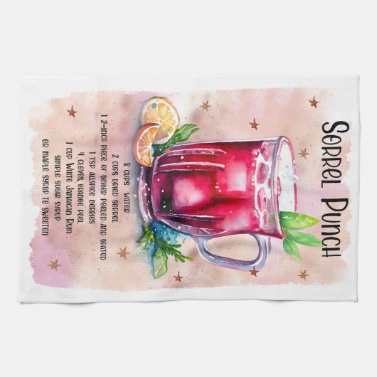 Schattige Sorrel Punch Kerst Drink Recept Theedoek (Horizontaal)