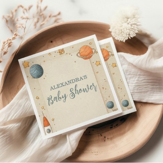 Schattige Space Adventure Baby shower Servet