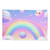 Schattige Space Rainbow Design – Kawaii Planets &  Kussensloop (Achterkant)