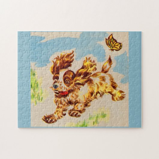 schattige spanielpupil op de vlucht legpuzzel (Horizontaal)