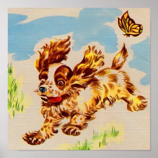 schattige spanielpupil op de vlucht poster (Voorkant)