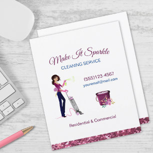 Schattige Sparkle Cartoon Dienst Schoonmaakdienste Flyer