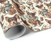 Schattige  Speelgoed Fox Terrier Naadloos Cadeaupapier (Rol Hoek)