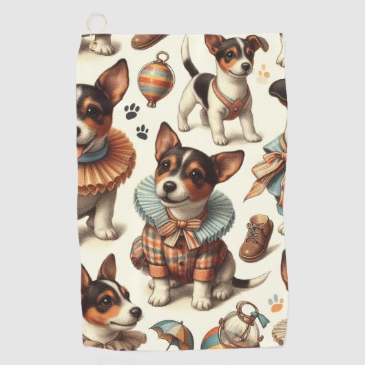 Schattige Speelgoed Fox Terrier Naadloos Golfhanddoek (Voorkant)