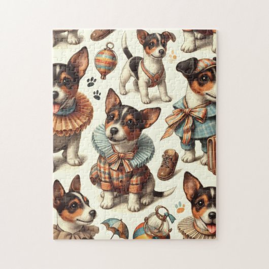Schattige Speelgoed Fox Terrier Naadloos Legpuzzel (Verticaal)