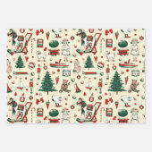 Schattige  speelgoed kerstboom paard inpakpapier vel (Voorkant 3)