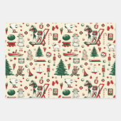 Schattige  speelgoed kerstboom paard inpakpapier vel (Voorkant 2)