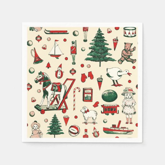 Schattige  speelgoed kerstboom paard servet (Voorkant)