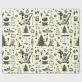 Schattige Speelgoed Paard Beige Bruin Sepia Cadeaupapier (Vlak)