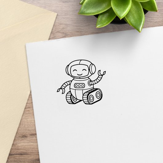 Schattige speelgoedrobot 1x1 rubberstempel