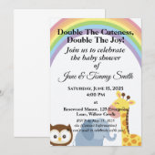 Schattige & speels Dier Regenboog Baby shower Kaart (Voorkant / Achterkant)