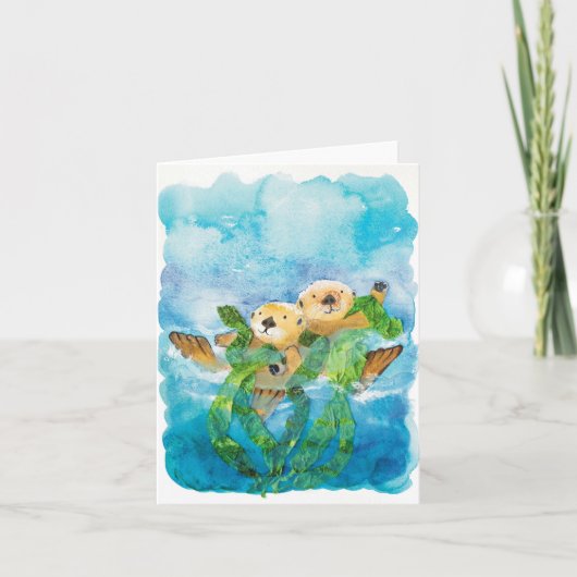 Schattige, speels Otters BLANK Wenskaart Bedankkaart (Voorkant)