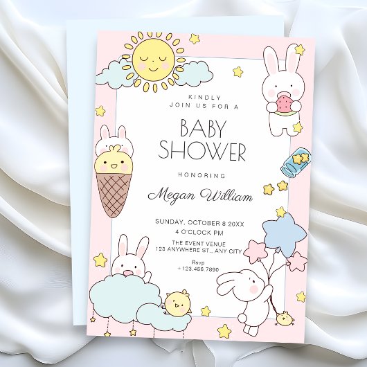 Schattige speelse babyshower kaart