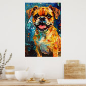 Schattige Speelse Boxer Puppy Poster (Keuken)