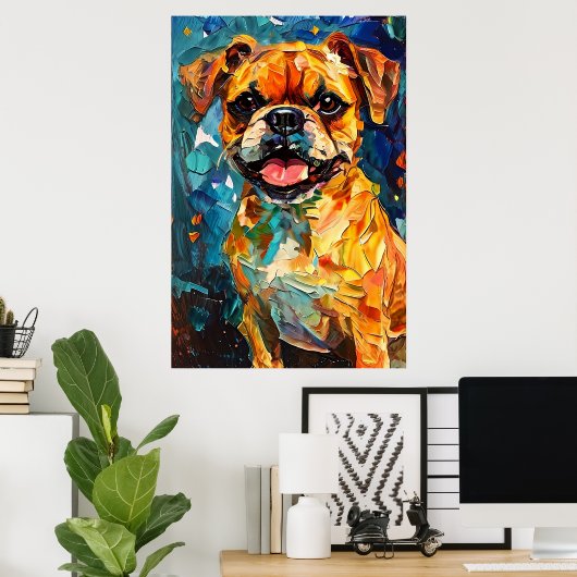 Schattige Speelse Boxer Puppy Poster (Thuiskantoor)