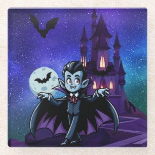 Schattige, speelse Halloween vampier Glazen Onderzetter