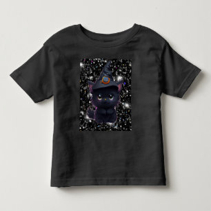 Schattige speelse Halloween zwarte kat Kinder Shirts