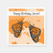 Schattige speelse insecten oranje monarchvlinders servet (Voorkant)