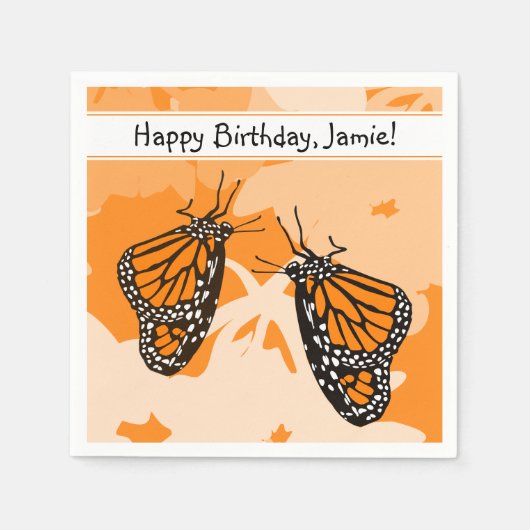 Schattige speelse insecten oranje monarchvlinders servet (Voorkant)