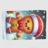 Schattige speelse Kerst/winter peperkoek man Golfhanddoek (Horizontaal)