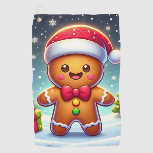 Schattige speelse Kerst/winter peperkoek man Golfhanddoek (Voorkant)