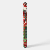 Schattige, speelse kerstmannetje & huis iPhone hoesje (Linkerkant)