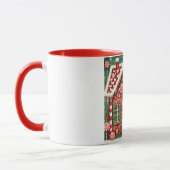 Schattige, speelse kerstmannetje & huis mok (Links)