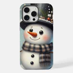 Schattige speelse Kerstmis/winter sneeuwman iPhone 15 Pro Max Case