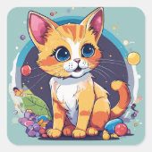 Schattige speelse Kinder kat Sticker (Voorkant)