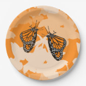 Schattige speelse oranje monarchvlinders papieren bordje (Voorkant)