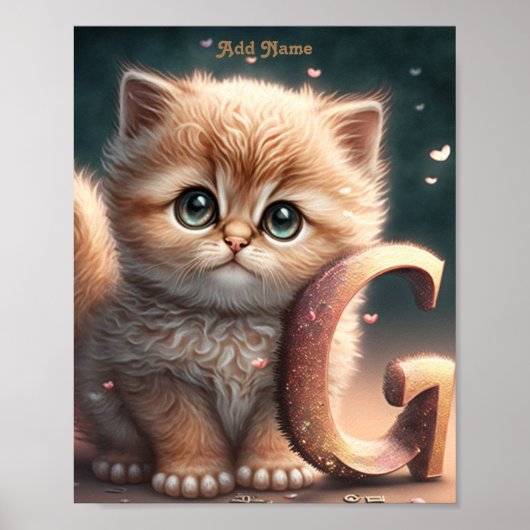 Schattige Speelse Poes Hartjes Kraamkamer Printmat Poster (Voorkant)