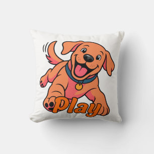 Schattige speelse puppy cartoon kunst met speel ty kussen