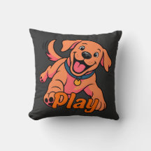 Schattige speelse puppy cartoonkunst met Play-typo