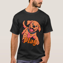 Schattige speelse puppy cartoonkunst met Play-typo