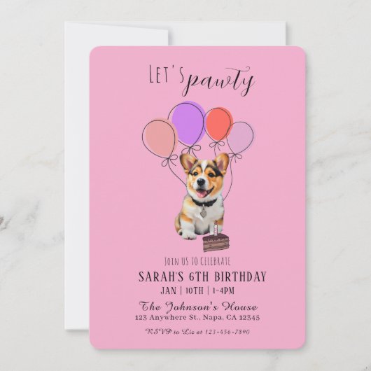 Schattige Speelse Roze Corgi Verjaardag Aanpasbaar (Voorkant)